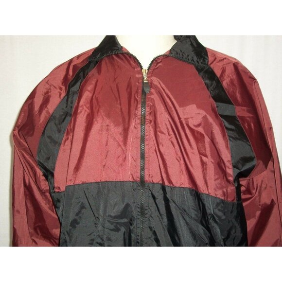J.G. Hook Mens Burgundy Black Windbreaker Jacket Full-Zip Lightweight Size Large - Picture 2 of 4